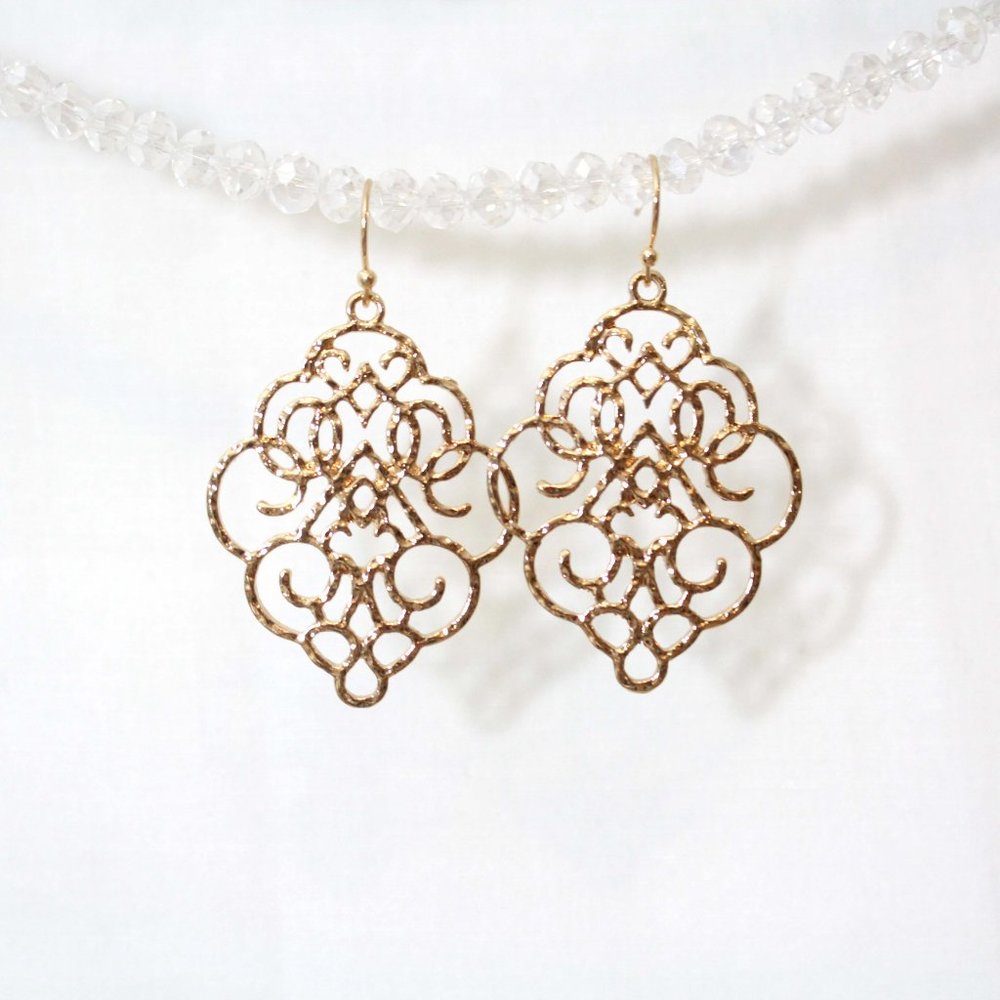 Gold Filigree Moroccan Hammered Earrings